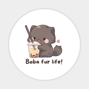 Boba Cute Shirt Cat Boba Shirt Bubble Tea Gift for Cat Mom Kawaii K-Pop Shirt For Boba Lover Funny Cat Mom Apparel Magnet